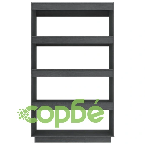 Библиотека/разделител за стая, сива, 80x35x135 см, бор масив ➤ топ цена ➤ sorbe.bg