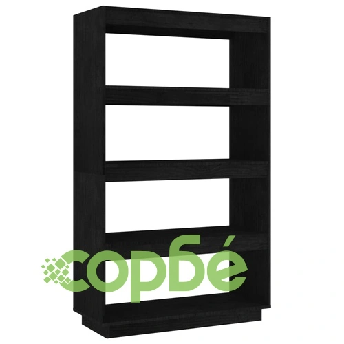 Библиотека/разделител за стая, черна, 80x35x135 см, бор масив ➤ топ цена ➤ sorbe.bg