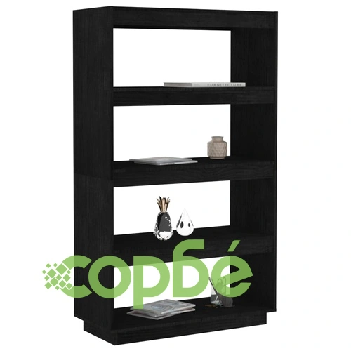 Библиотека/разделител за стая, черна, 80x35x135 см, бор масив ➤ топ цена ➤ sorbe.bg