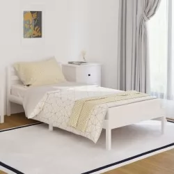 Рамка за легло, борово дърво масив, 90х200 см, бяла