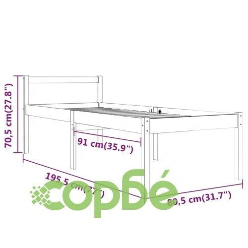 Легло за възрастни хора сиво 75x190 см Small Single бор масив ➤ топ цена ➤ sorbe.bg