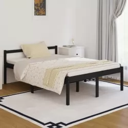 Рамка за легло, черна, бор масив, 135x190 см, 4FT6 Double