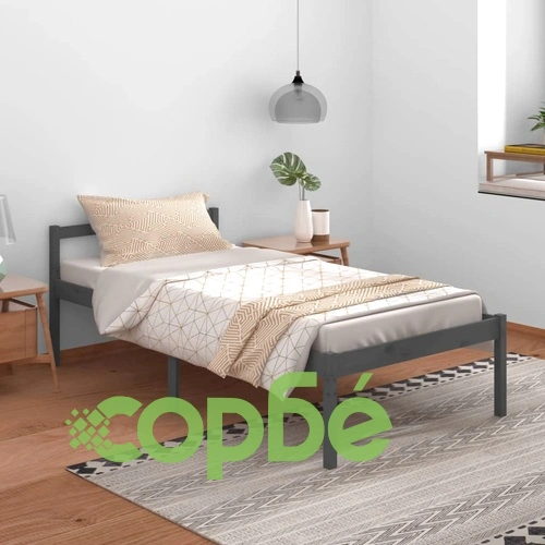 Легло за възрастни хора сиво 100x200 см единично бор масив ➤ топ цена ➤ sorbe.bg