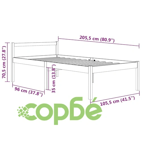 Легло за възрастни хора черно 100x200 см бор масив ➤ топ цена ➤ sorbe.bg