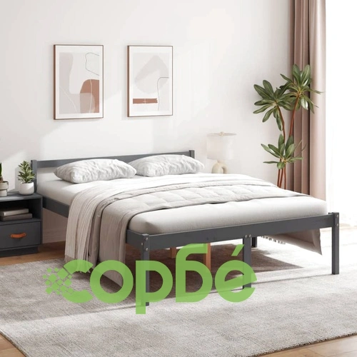 Легло за възрастни хора сиво 150x200 см бор масив ➤ топ цена ➤ sorbe.bg