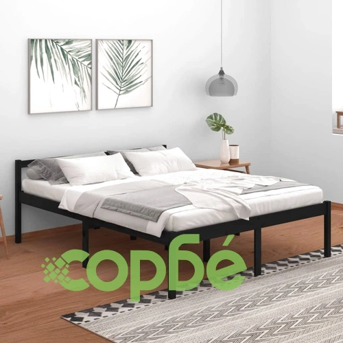 Легло за възрастни хора черно 160x200 см бор масив ➤ топ цена ➤ sorbe.bg