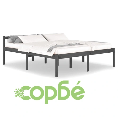 Легло за възрастни сиво 180x200 см Super King Size бор масив ➤ топ цена ➤ sorbe.bg