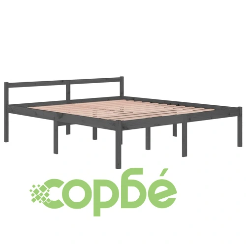 Легло за възрастни сиво 180x200 см Super King Size бор масив ➤ топ цена ➤ sorbe.bg