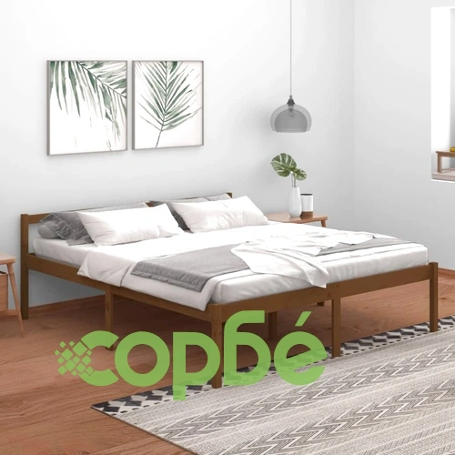 Легло за възрастни меденокафяво 180x200 см Super King Size бор ➤ топ цена ➤ sorbe.bg