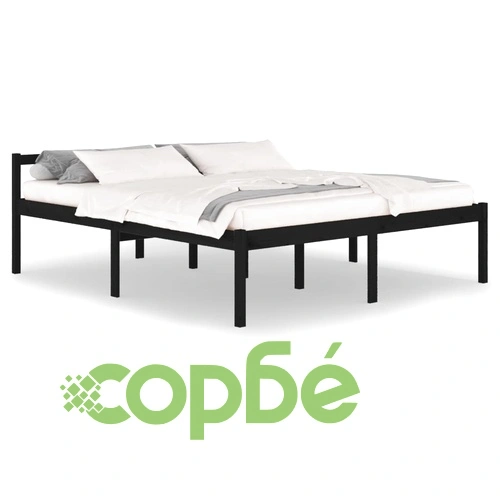 Легло за възрастни черно 180x200 см Super King Size бор масив ➤ топ цена ➤ sorbe.bg