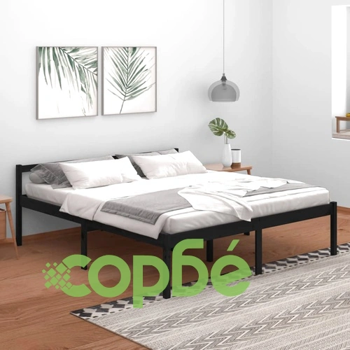 Легло за възрастни черно 180x200 см Super King Size бор масив ➤ топ цена ➤ sorbe.bg