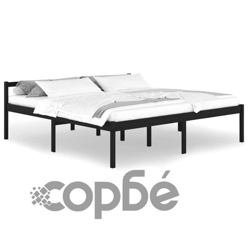 Легло за възрастни хора черно 200x200 см бор масив ➤ топ цена ➤ sorbe.bg