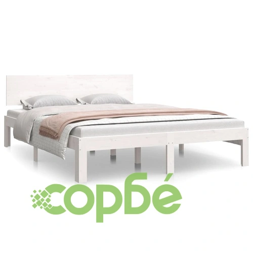 Рамка за легло, бяла, бор масив, 140x190 см ➤ топ цена ➤ sorbe.bg