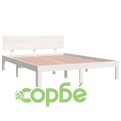 Рамка за легло, бяла, бор масив, 140x190 см ➤ топ цена ➤ sorbe.bg