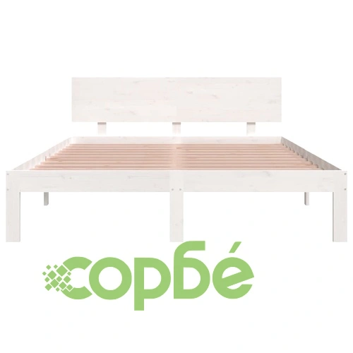 Рамка за легло, бяла, бор масив, 140x190 см ➤ топ цена ➤ sorbe.bg
