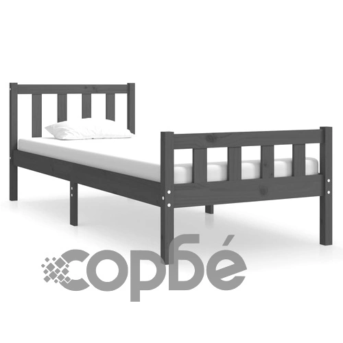 Рамка за легло, сива, дърво масив, 75x190 см, Small Single ➤ топ цена ➤ sorbe.bg