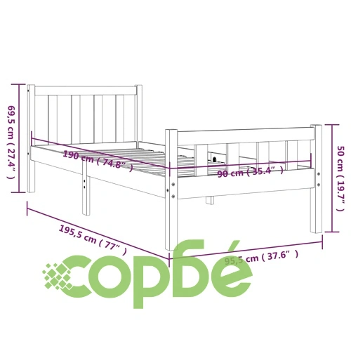 Рамка за легло, дърво масив, 90x190 см, Single ➤ топ цена ➤ sorbe.bg