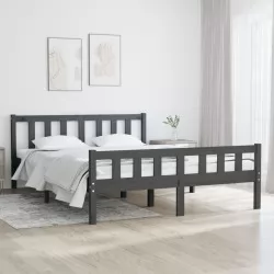 Рамка за легло, сива, дърво масив, 120x190 см, 4FT Small Double