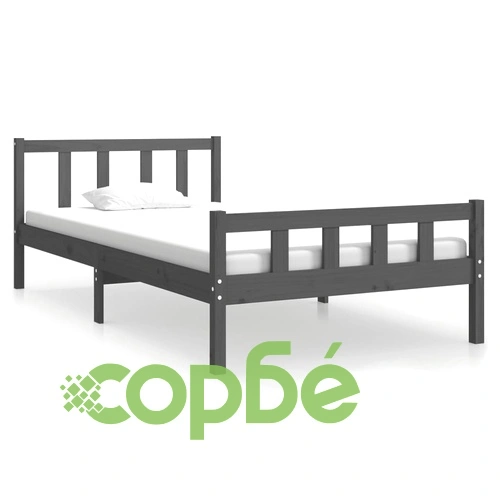 Рамка за легло, сива, масивно дърво, 100х200 см ➤ топ цена ➤ sorbe.bg