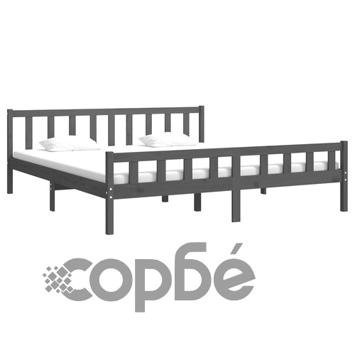 Рамка за легло, сива, дърво масив, 200x200 см ➤ топ цена ➤ sorbe.bg