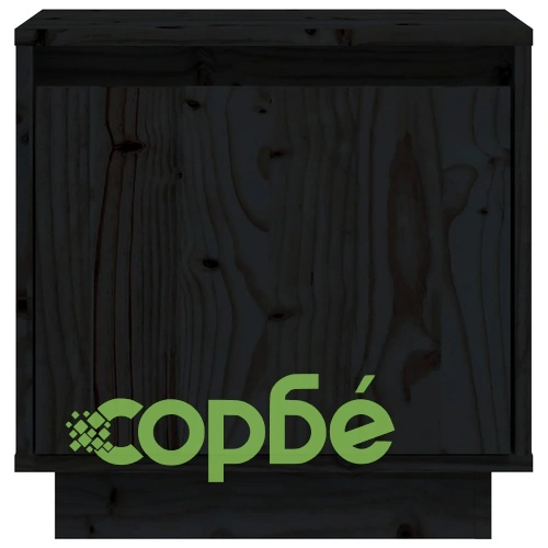 Нощно шкафче, черно, 40x30x40 см, борово дърво масив ➤ топ цена ➤ sorbe.bg