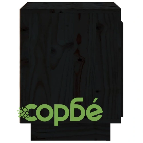 Нощно шкафче, черно, 40x30x40 см, борово дърво масив ➤ топ цена ➤ sorbe.bg