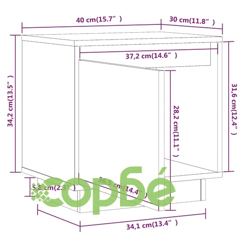Нощно шкафче, черно, 40x30x40 см, борово дърво масив ➤ топ цена ➤ sorbe.bg