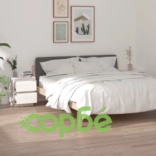 Нощни шкафчета, 2 бр, бели, 40x35x50 см, борово дърво масив ➤ топ цена ➤ sorbe.bg