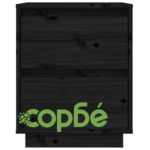 Нощно шкафче, черно, 40x35x50 см, борово дърво масив ➤ топ цена ➤ sorbe.bg