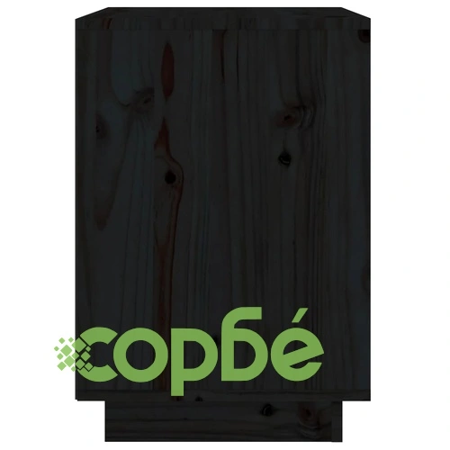 Нощно шкафче, черно, 40x35x50 см, борово дърво масив ➤ топ цена ➤ sorbe.bg