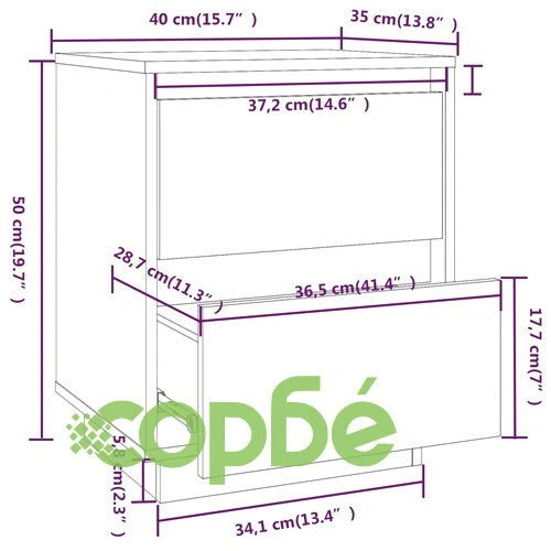 Нощно шкафче, черно, 40x35x50 см, борово дърво масив ➤ топ цена ➤ sorbe.bg