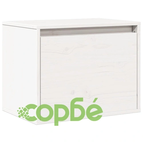 Стенен шкаф, бял, 45x30x35 см, бор масив ➤ топ цена ➤ sorbe.bg