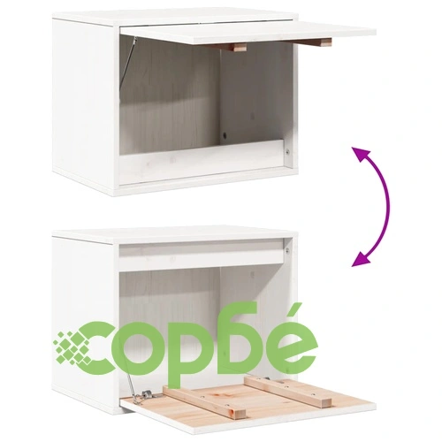 Стенен шкаф, бял, 45x30x35 см, бор масив ➤ топ цена ➤ sorbe.bg