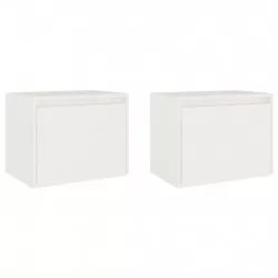 Стенни шкафове, 2 бр, бели, 45x30x35 см, бор масив