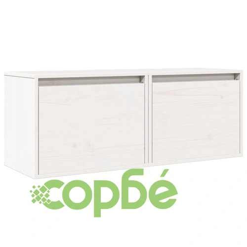 Стенни шкафове, 2 бр, бели, 45x30x35 см, бор масив ➤ топ цена ➤ sorbe.bg