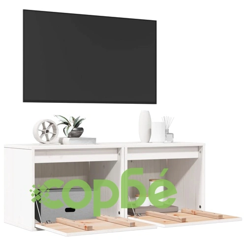 Стенни шкафове, 2 бр, бели, 45x30x35 см, бор масив ➤ топ цена ➤ sorbe.bg