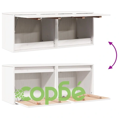 Стенни шкафове, 2 бр, бели, 45x30x35 см, бор масив ➤ топ цена ➤ sorbe.bg