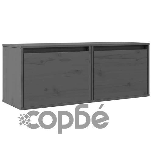 Стенни шкафове, 2 бр, сиви, 45x30x35 см, бор масив ➤ топ цена ➤ sorbe.bg