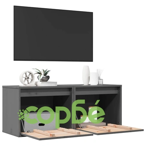 Стенни шкафове, 2 бр, сиви, 45x30x35 см, бор масив ➤ топ цена ➤ sorbe.bg