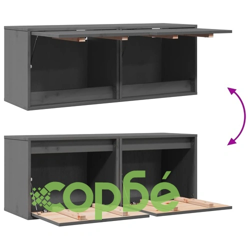 Стенни шкафове, 2 бр, сиви, 45x30x35 см, бор масив ➤ топ цена ➤ sorbe.bg