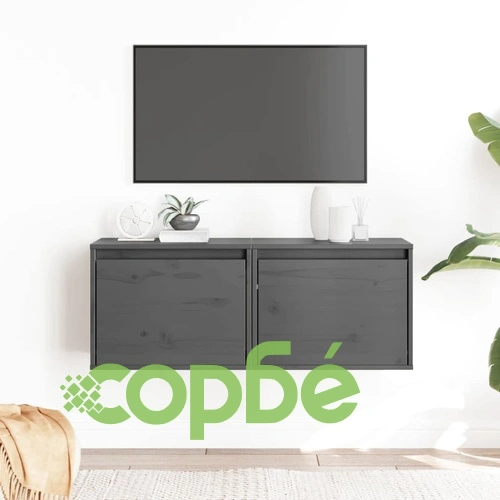 Стенни шкафове, 2 бр, сиви, 45x30x35 см, бор масив ➤ топ цена ➤ sorbe.bg