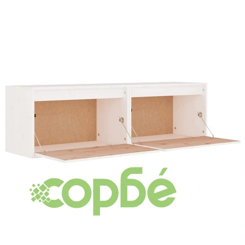 Стенни шкафове, 2 бр, бели, 60x30x35 см, бор масив ➤ топ цена ➤ sorbe.bg