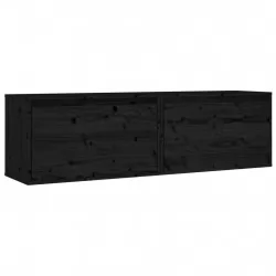 Стенни шкафове, 2 бр, черни, 60x30x35 см, бор масив