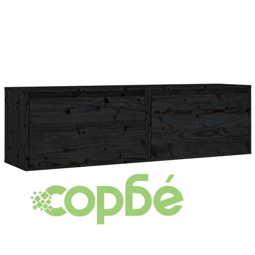 Стенни шкафове, 2 бр, черни, 60x30x35 см, бор масив ➤ топ цена ➤ sorbe.bg