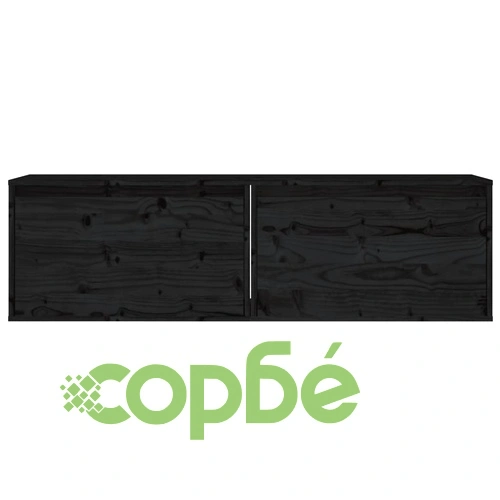 Стенни шкафове, 2 бр, черни, 60x30x35 см, бор масив ➤ топ цена ➤ sorbe.bg