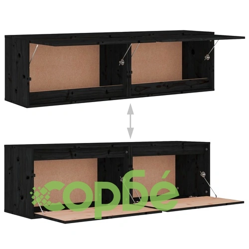 Стенни шкафове, 2 бр, черни, 60x30x35 см, бор масив ➤ топ цена ➤ sorbe.bg