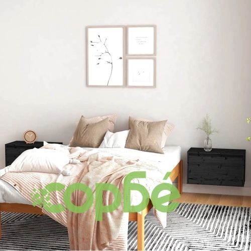 Стенни шкафове, 2 бр, черни, 60x30x35 см, бор масив ➤ топ цена ➤ sorbe.bg