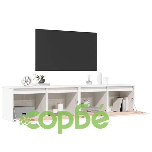 Стенни шкафове, 2 бр, бели, 80x30x35 см, бор масив ➤ топ цена ➤ sorbe.bg