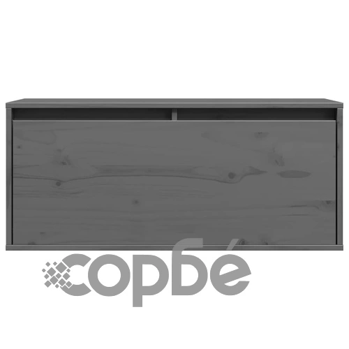 Стенен шкаф, сив, 80x30x35 см, борово дърво масив ➤ топ цена ➤ sorbe.bg
