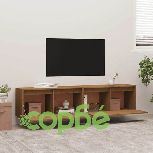 Стенни шкафове, 2 бр, меденокафяви, 80x30x35 см, бор масив ➤ топ цена ➤ sorbe.bg
